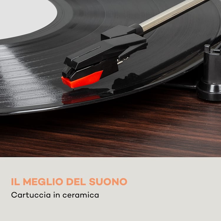 auna TT-Classic Chrono - Giradischi, copertura antipolvere, Bluetooth, altoparlanti incl., 33/45/78 giri/min. Di legno