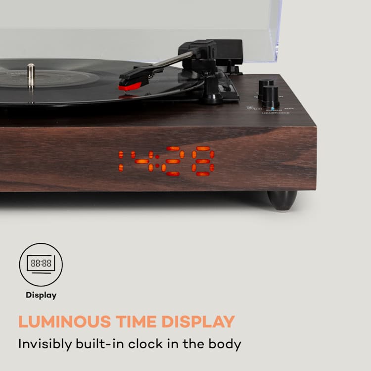 Gira-discos TT-Classic Chrono da auna Proteção contra o Pó Bluetooth inclui Colunas 33/45/78 U/m Madeira