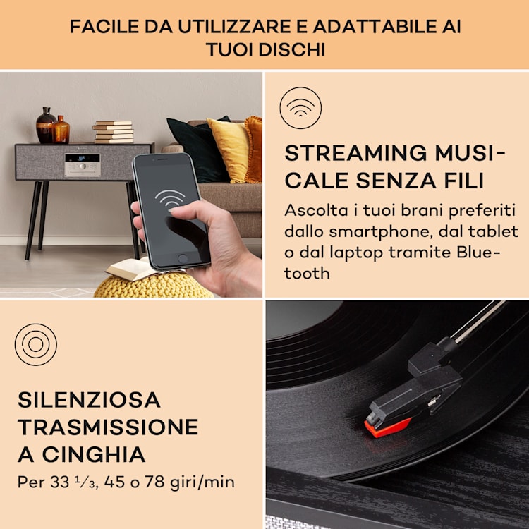 Julie Ann - Impianto stereo, CD, BT, USB, DAB+/FM, AUX-In Nero