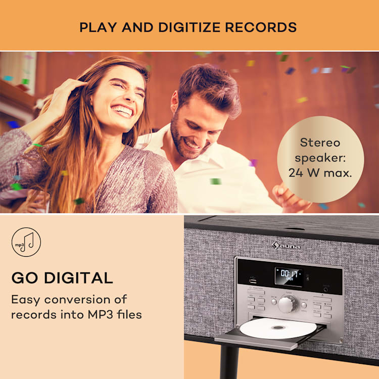 Julie Ann, stereo systém, CD, BT, USB, DAB+/UKW, AUX-In Čierna