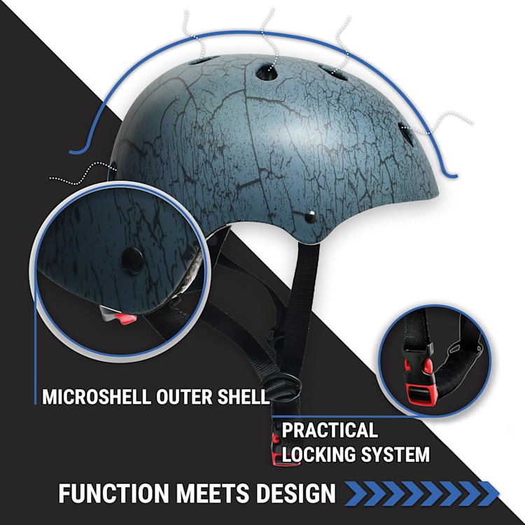 Skate- en fietshelm Microshell EPS binnenschaal ventilatiesysteem S | Crack