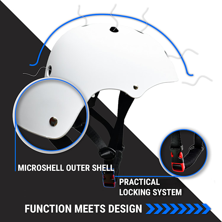 Skate- en fietshelm Microshell EPS binnenschaal ventilatiesysteem S | Wit