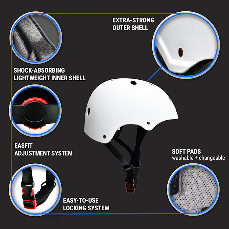 Skate- en fietshelm Microshell EPS binnenschaal ventilatiesysteem S | Wit