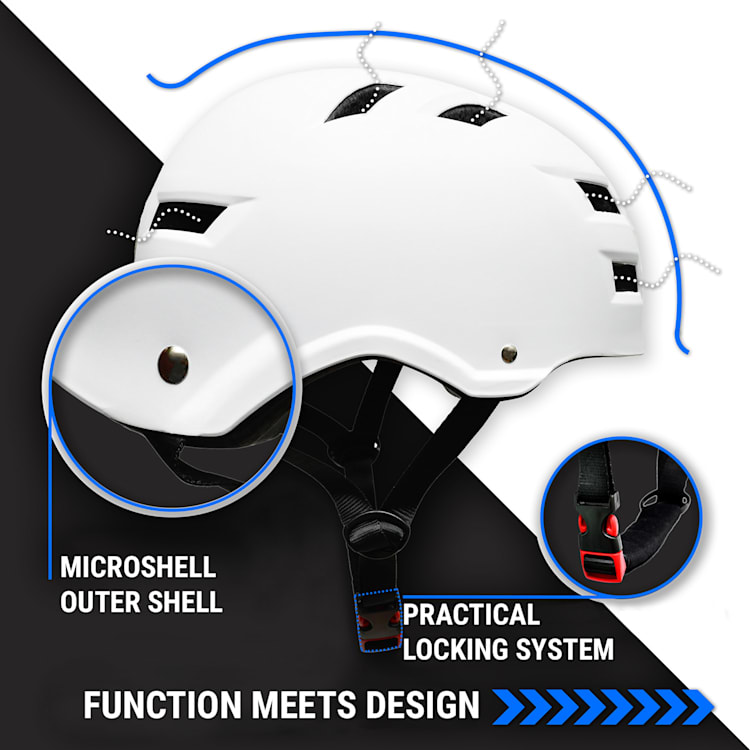 Skate- en fietshelm Microshell EPS binnenschaal ventilatiesysteem