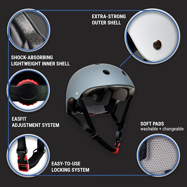 Skate- en fietshelm Microshell EPS binnenschaal ventilatiesysteem S | Mid Gray