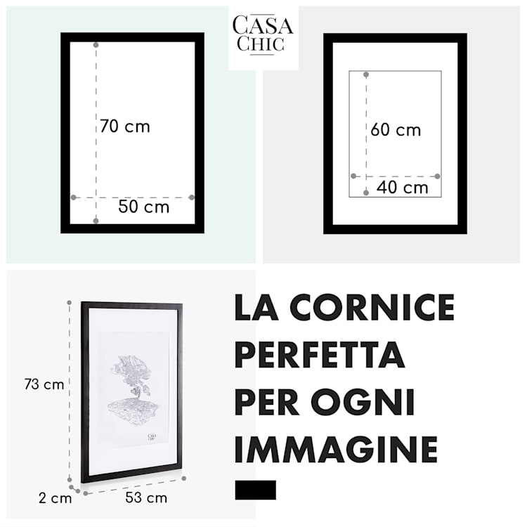 Kenton - Cornice rettangolare, 70 x 50 cm, passepartout, plexiglas
