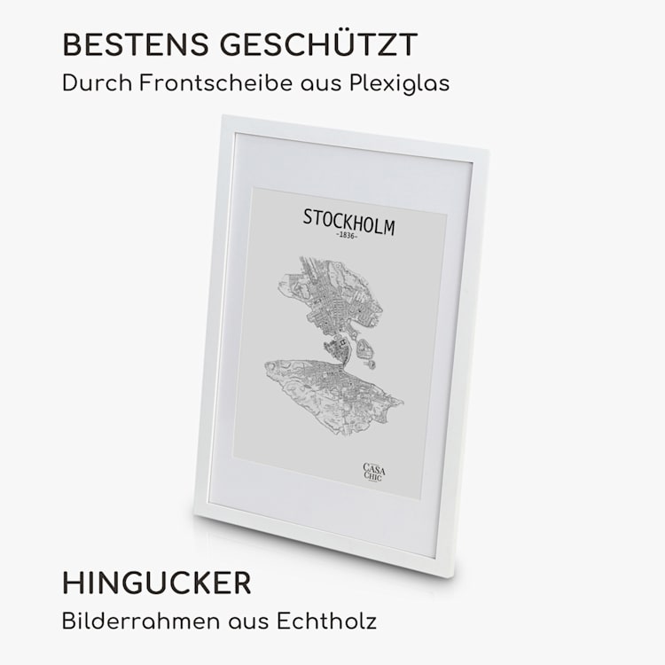 Kenton Bilderrahmen rechteckig 70 x 50 cm Passepartout Plexiglas Weiß