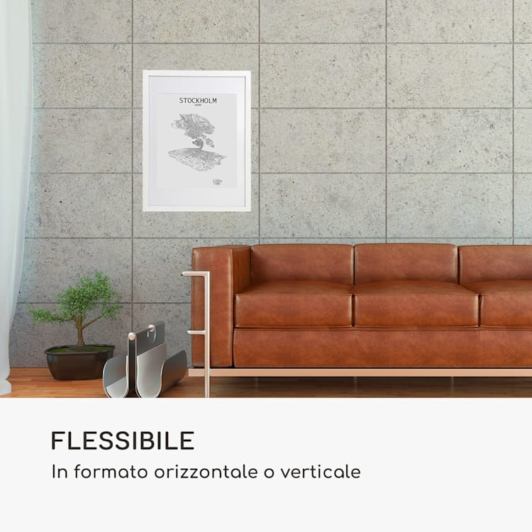 Kenton - Cornice rettangolare, 70 x 50 cm, passepartout, plexiglas Bianco