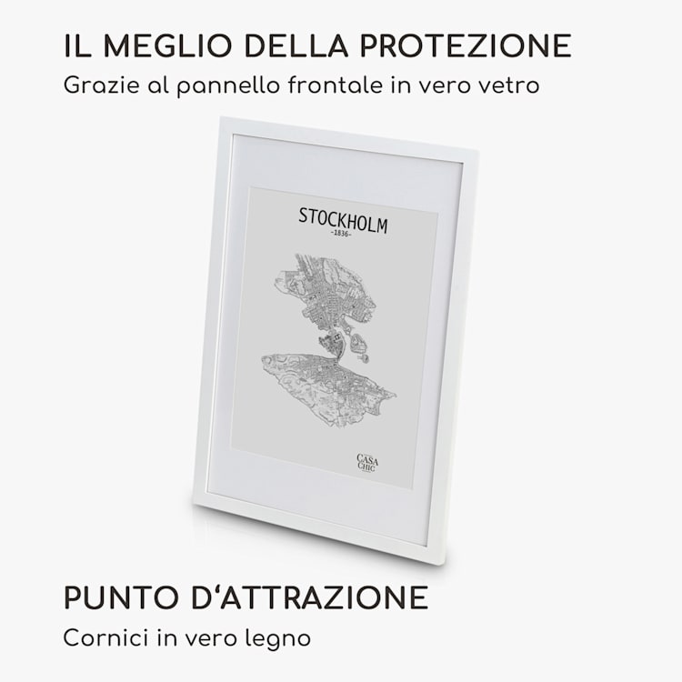 Kenton - Cornice rettangolare, 70 x 50 cm, passepartout, plexiglas Bianco