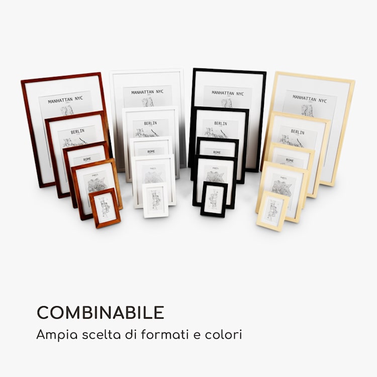 Kenton - Cornice rettangolare, 70 x 50 cm, passepartout, plexiglas Bianco