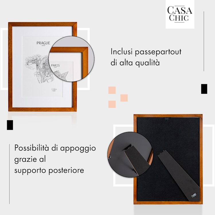 Kenton - Cornice rettangolare, 40 x 30 cm, passepartout, vetro Palissandro