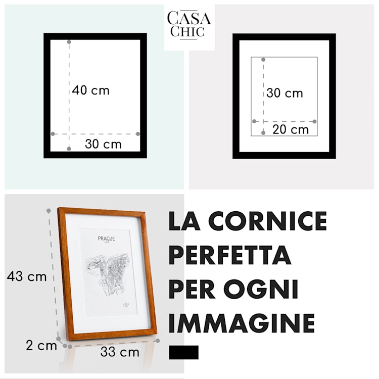 Kenton - Cornice rettangolare, 40 x 30 cm, passepartout, vetro Palissandro