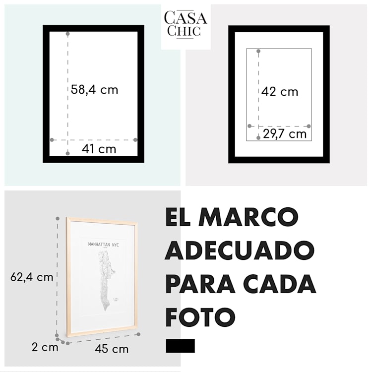 Edinburgh Marco de fotos rectangular A2 58,4 x 41 cm fotos paspartú madera auténtica Natural