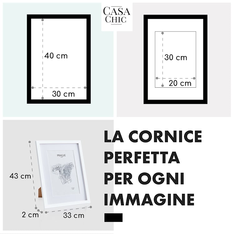 Cornice Everton - rettangolare, 40 x 30 cm, passepartout, vetro Bianco