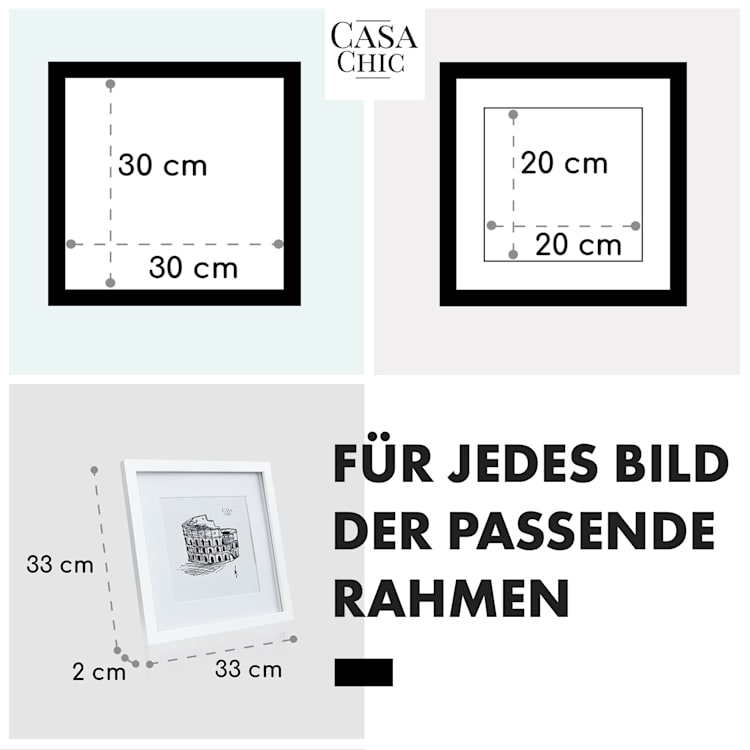 Everton Bilderrahmen quadratisch 25 x 25 cm Fotos Passepartout Glas Weiß
