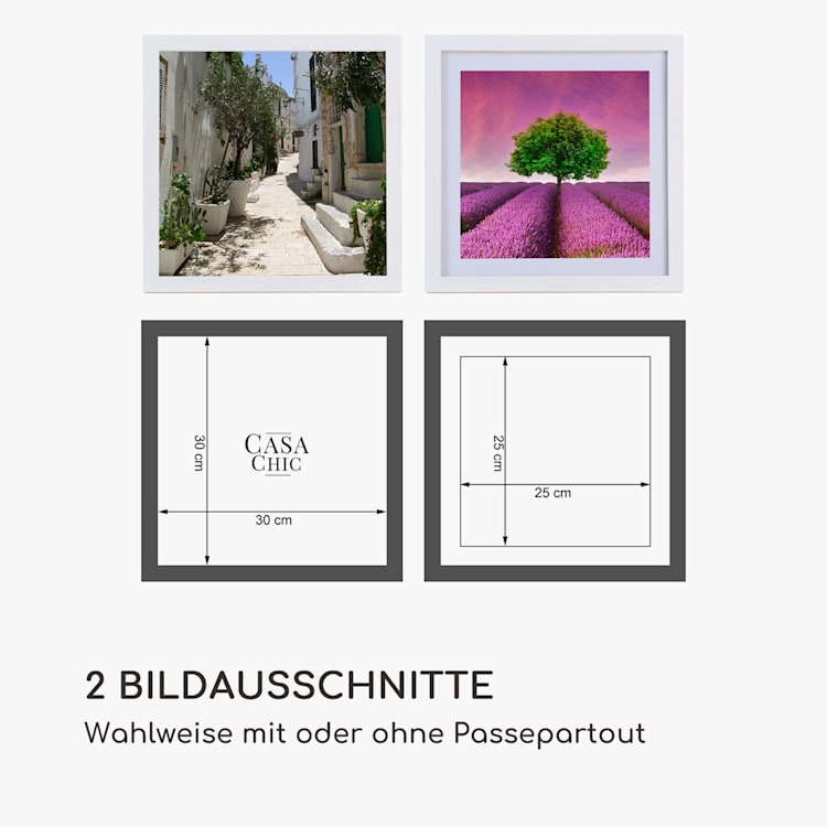 Everton Bilderrahmen quadratisch 25 x 25 cm Fotos Passepartout Glas Weiß
