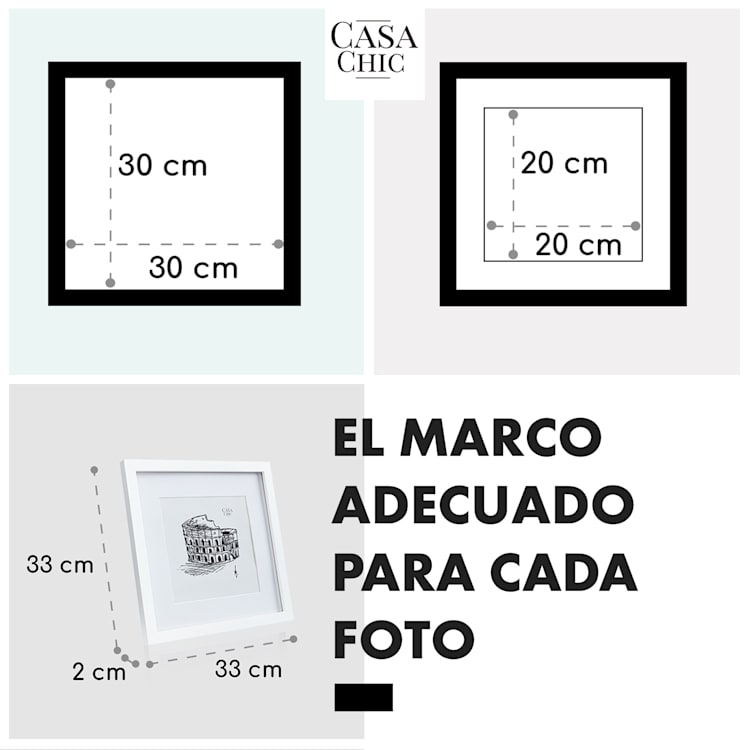 Marco de fotos Everton cuadrado 25 x 25 cm fotos paspartú vidrio Blanco
