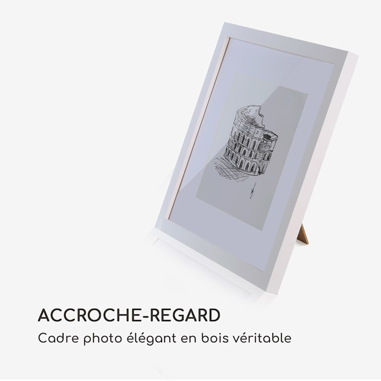 Cadre photo Everton carré 25 x 25 cm photos passe-partout verre Blanc