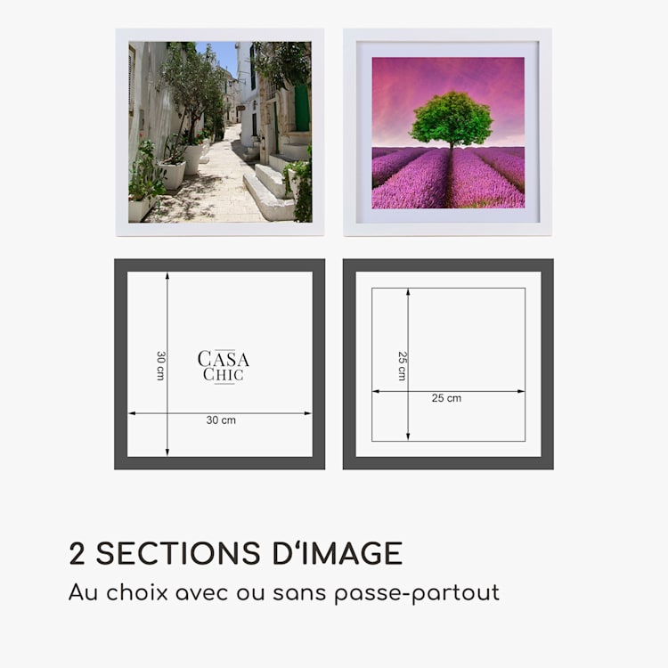 Cadre photo Everton carré 25 x 25 cm photos passe-partout verre Blanc