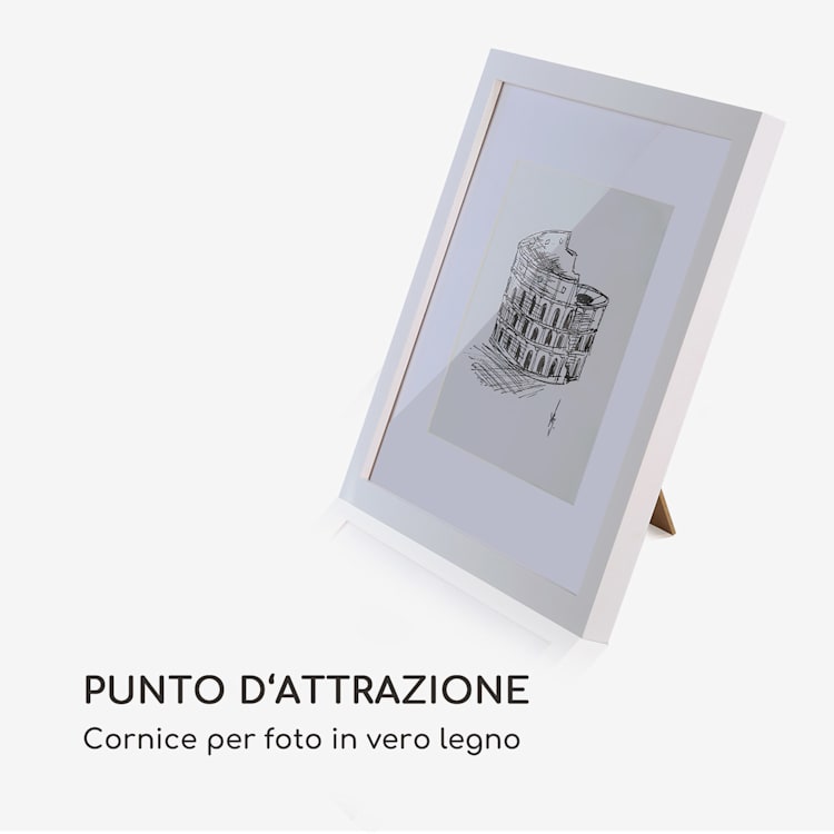 Cornice quadrata Everton, 25 x 25 cm, passepartout per foto, vetro Bianco