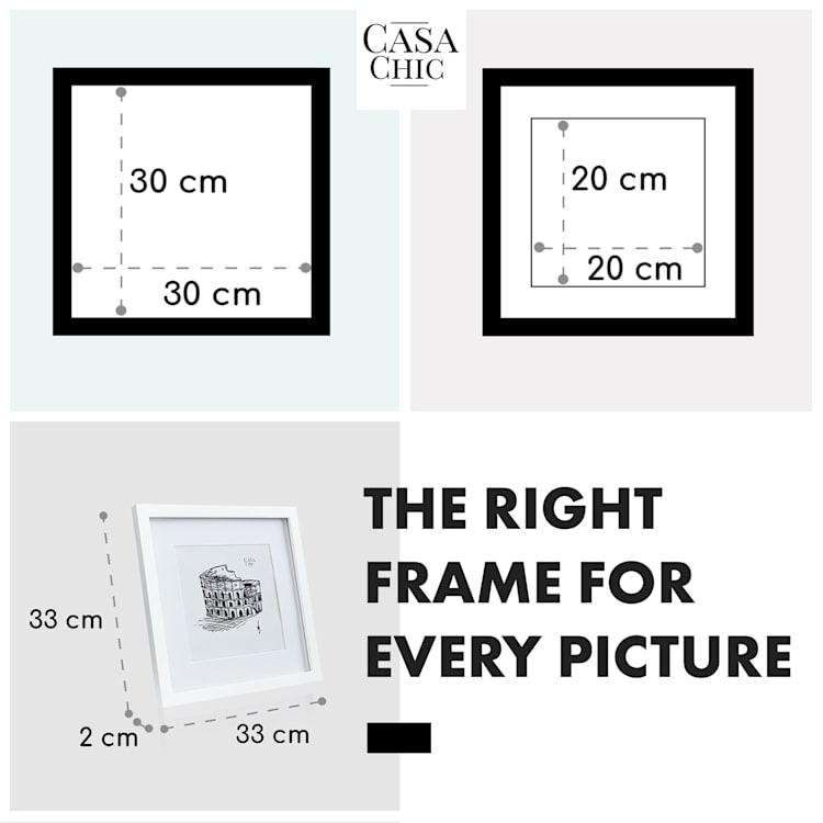 Everton, ramă pentru fotografii, pătrat, fotografii 25 x 25 cm, montată, sticlă Alb