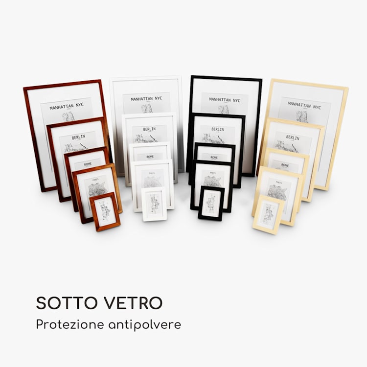 Bristol cornice, lastra di vetro, 10 x 15 cm, con passepartout, in vero legno Nero