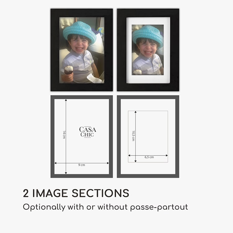 Moldura para fotos Brighton painel de vidro 10 x 15 cm com porta-fotos madeira verdadeira Preto