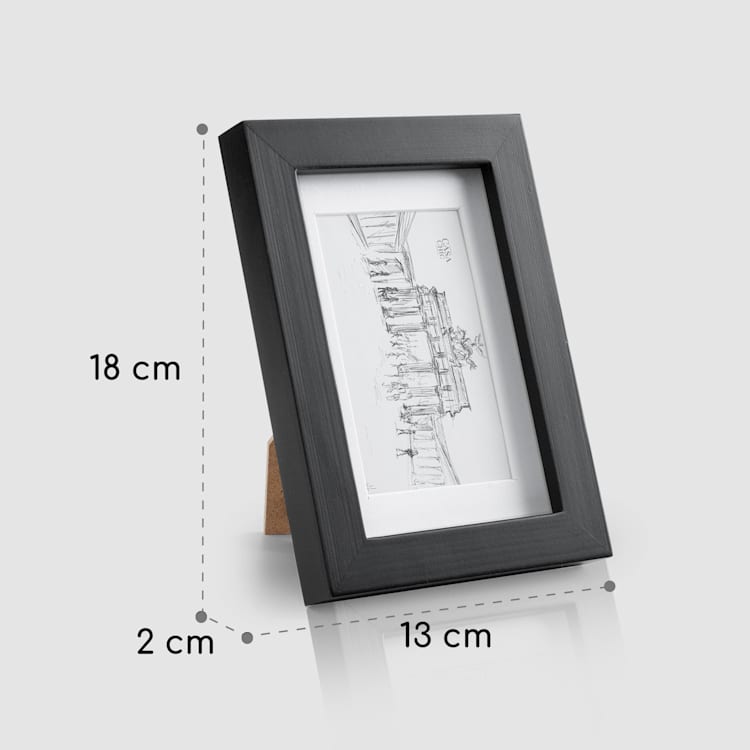 Brighton Bilderrahmen Glasscheibe 10 x 15 cm mit Passepartout Echtholz Schwarz