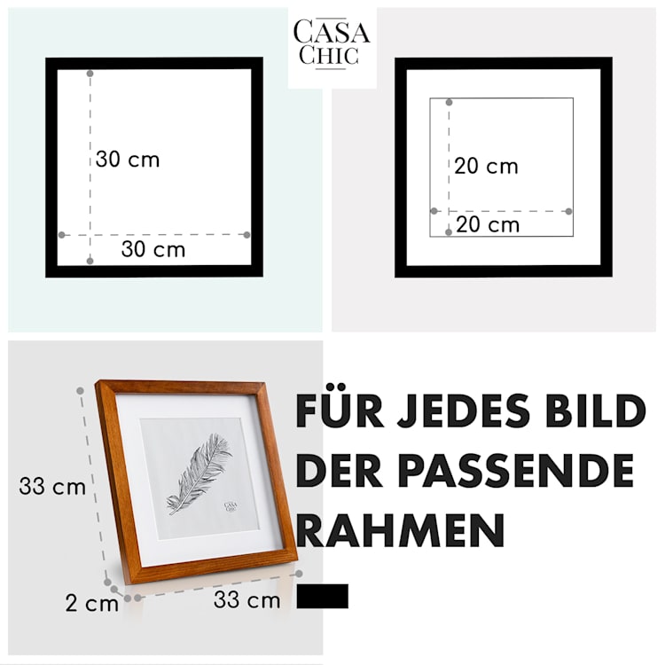 Bristol Bilderrahmen Glasscheibe 30 x 30 cm mit Passepartout Echtholz Rost