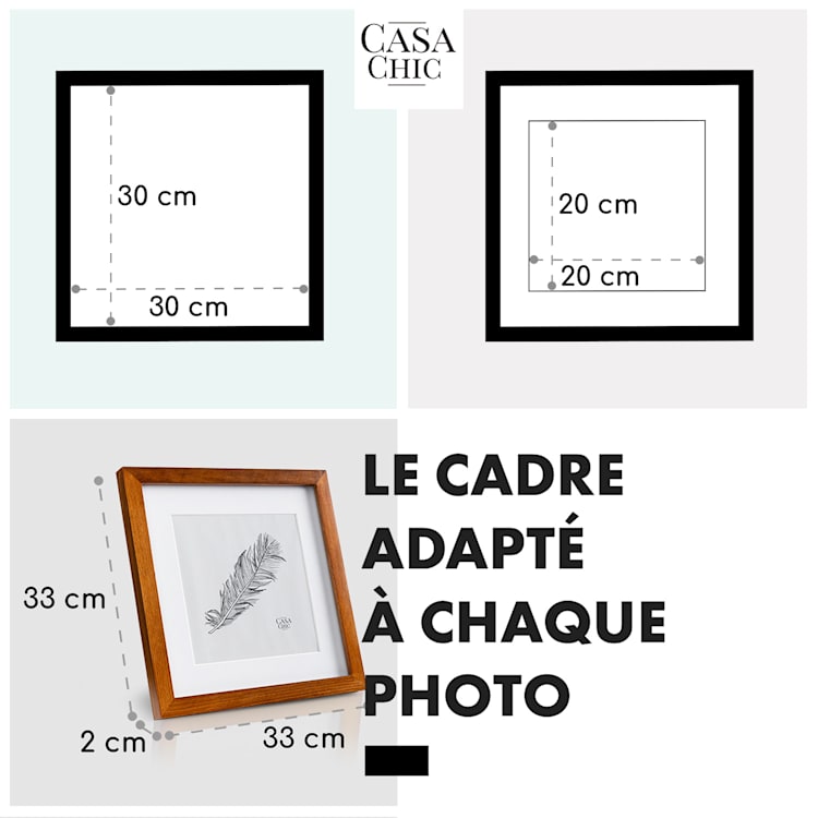 Bristol Cadre photo vitre 30 x 30 cm avec passe-partout bois véritable rouiller