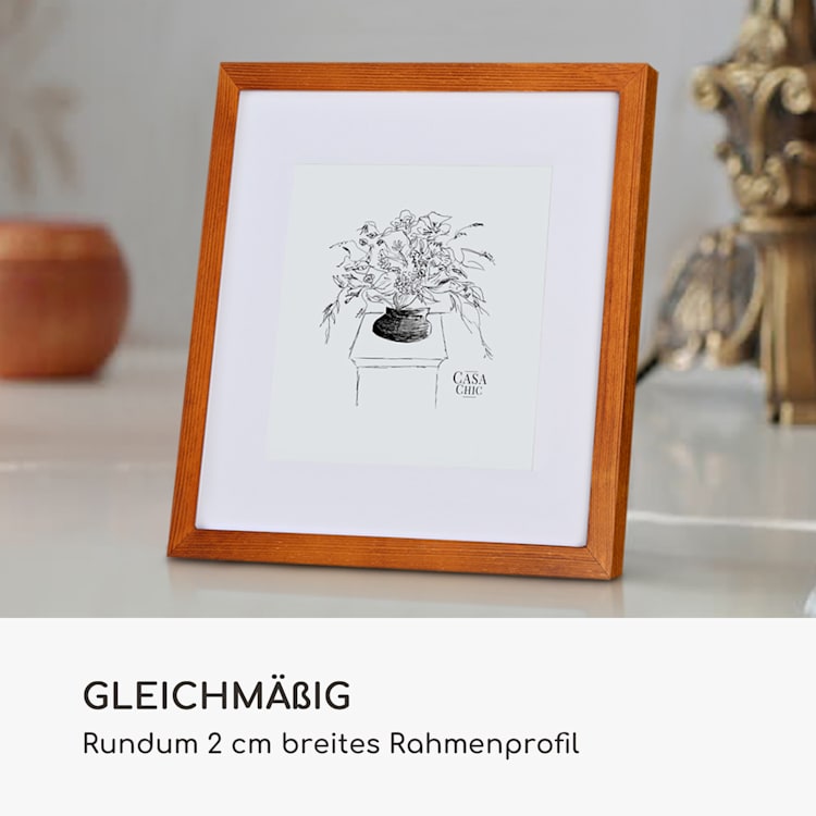 Bristol Bilderrahmen Glasscheibe 15 x 15 cm mit Passepartout Echtholz Rost