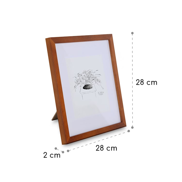 Bristol cornice, lastra di vetro, 15 x 15 cm, con passepartout, legno ruggine