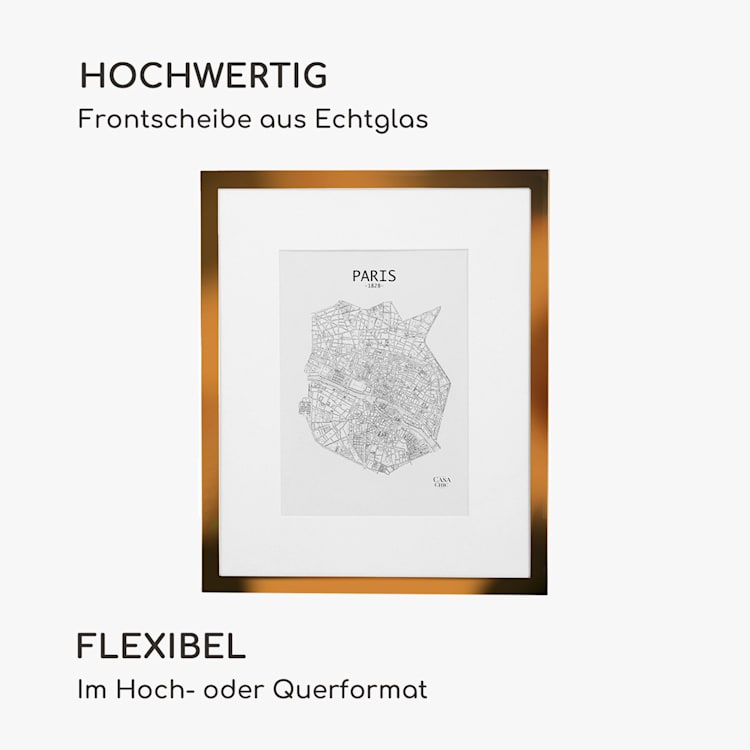 Berwick Bilderrahmen rechteckig 24,8 x 19,3 cm Fotos Passepartout Glas Kupfer