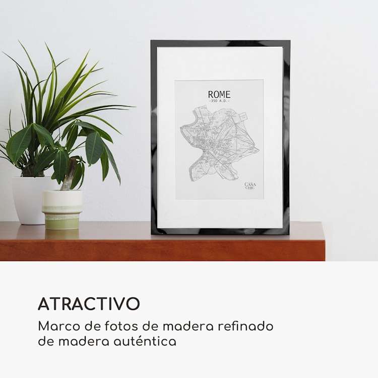 Marco de fotos Berwick Rectangular DIN A4 Fotos Paspartú Vidrio Plata