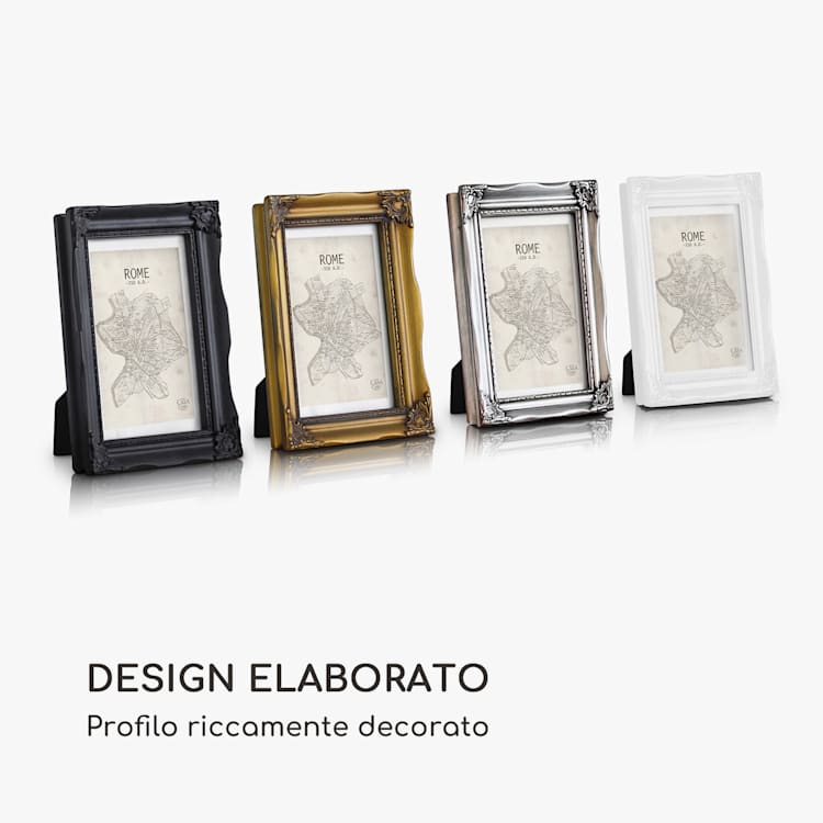 Regent - Cornice rettangolare, A4, foto, passepartout, vetro, rococò Oro