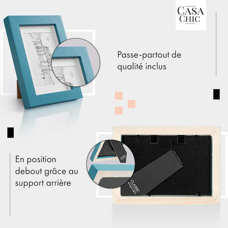 Chalcot cadre photo lot de 7 3 tailles rectangulaire passe-partout bois véritable Turquoise