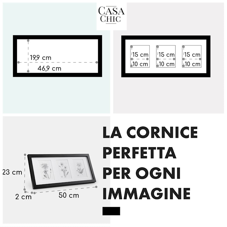 Moorgate - Cornice rettangolare, per 3 immagini da 15 x 10 cm, passepartout, legno