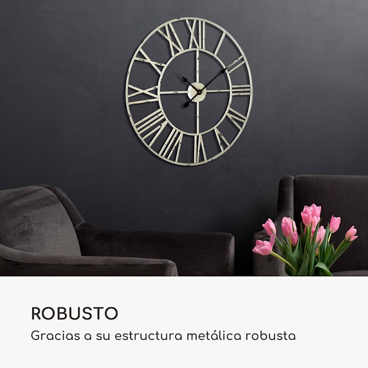 Queensway 80 Reloj de pared marco metálico silencioso 76 cm de diámetro Blanco