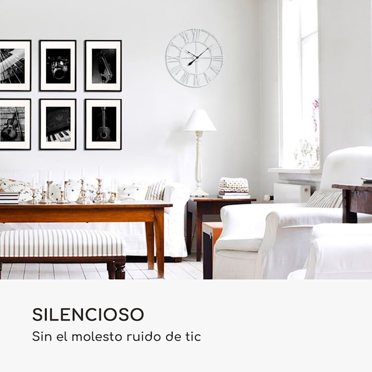 Queensway 80 Reloj de pared marco metálico silencioso 76 cm de diámetro Blanco