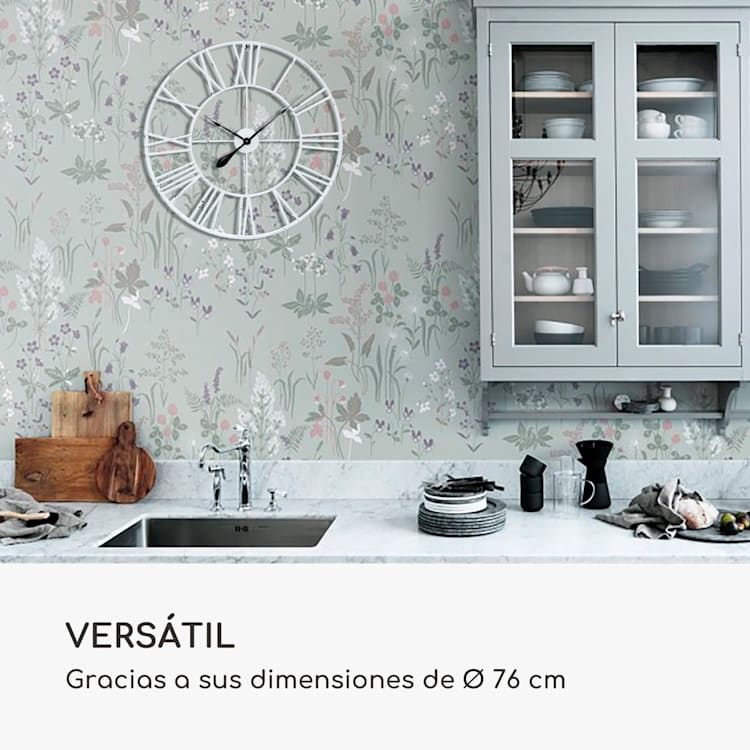 Queensway 80 Reloj de pared marco metálico silencioso 76 cm de diámetro Blanco