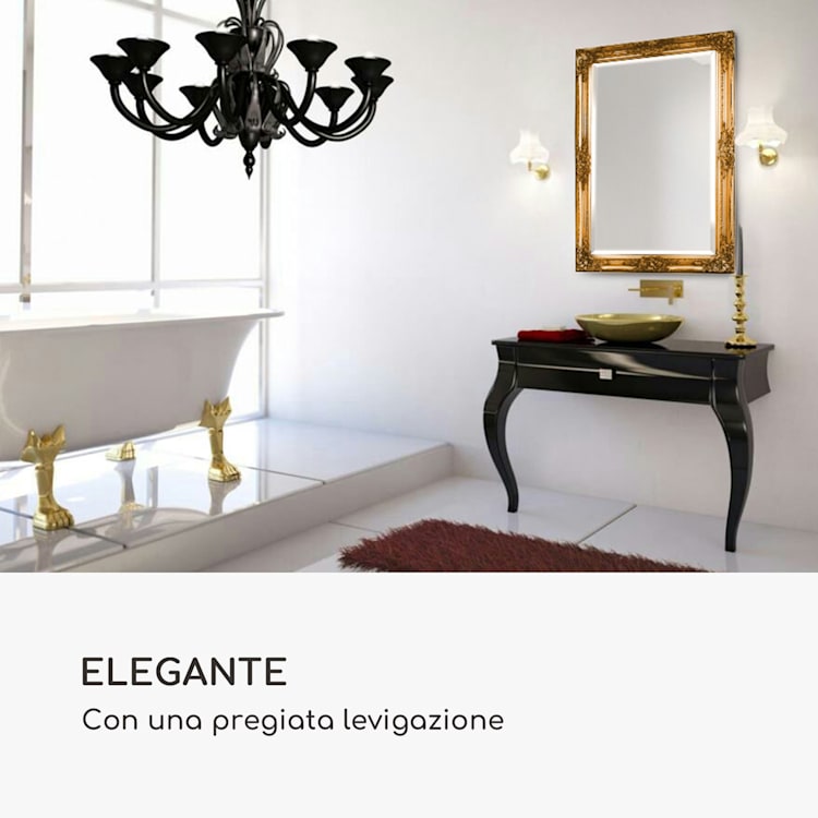 Manchester specchio da parete, cornice in legno massiccio, rettangolare, 90 x 60 cm Oro
