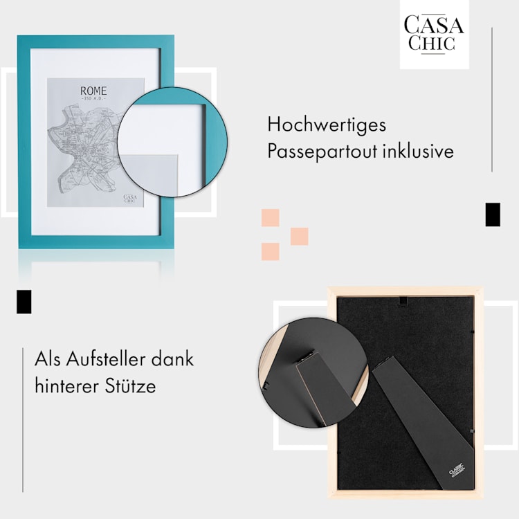 Clapton Bilderrahmen rechteckig DIN A4 28,7 x 20 cm Fotos Passepartout Glas Türkis