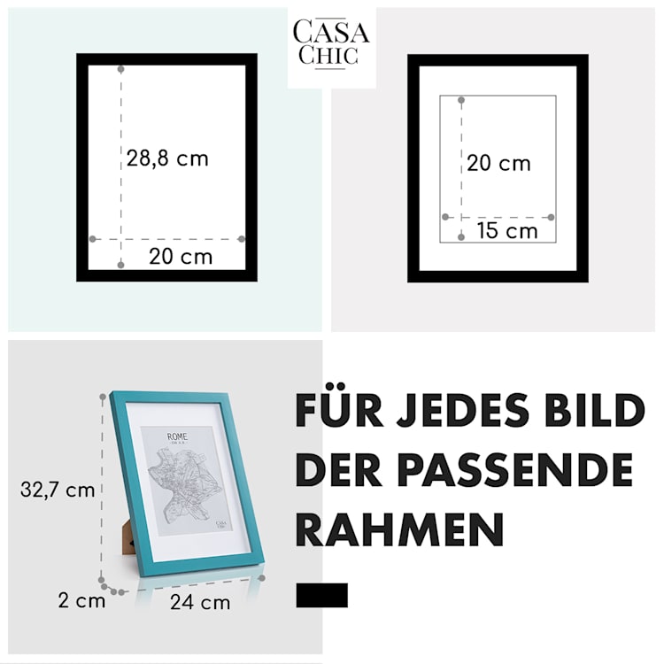 Clapton Bilderrahmen rechteckig DIN A4 28,7 x 20 cm Fotos Passepartout Glas Türkis