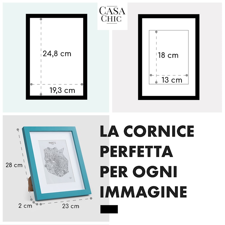 Cornice Clapton rettangolare 24,8 x 19,3 cm Foto Passepartout Vetro