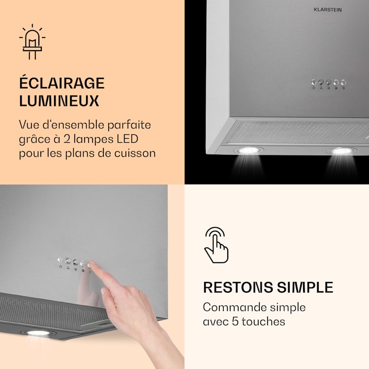 Monumenta Hotte murale aluminium 559 m³/h LED CEE B 40 cm | Argent