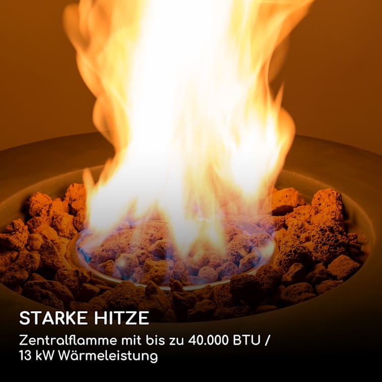 Vitina Gas-Feuerstelle 40.000BTU/13kW Abdeckung Edelstahlbrenner Hellgrau