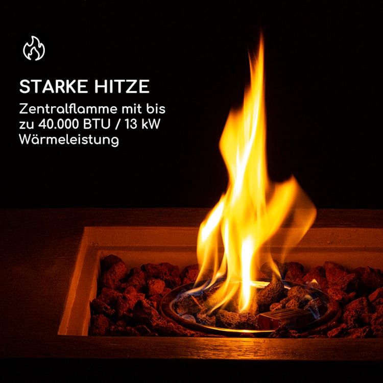 Corinth Gas-Feuerstelle 40.000BTU/13kW Abdeckung Edelstahlbrenner Beige