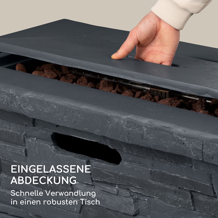 Anafi Gas-Feuerstelle 40.000BTU/13kW Abdeckung Edelstahlbrenner Dunkelgrau