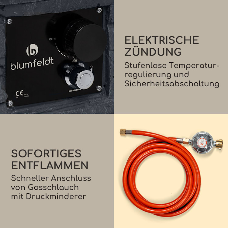 Anafi Gas-Feuerstelle 40.000BTU/13kW Abdeckung Edelstahlbrenner Dunkelgrau