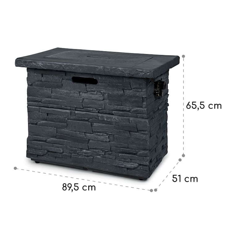 Anafi Gas-Feuerstelle 40.000BTU/13kW Abdeckung Edelstahlbrenner Dunkelgrau